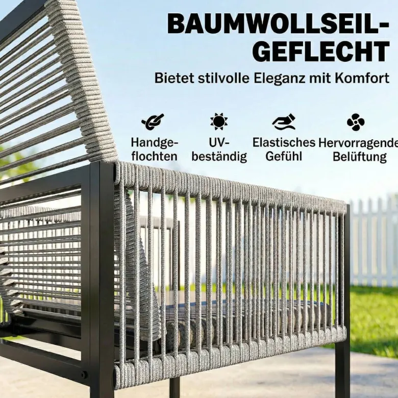 Outsunny Gartensitzgruppe hellgrau Glas B/H/L: ca. 120x72x120 cm