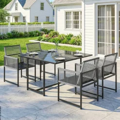 Outsunny Gartensitzgruppe hellgrau Glas B/H/L: ca. 120x72x120 cm