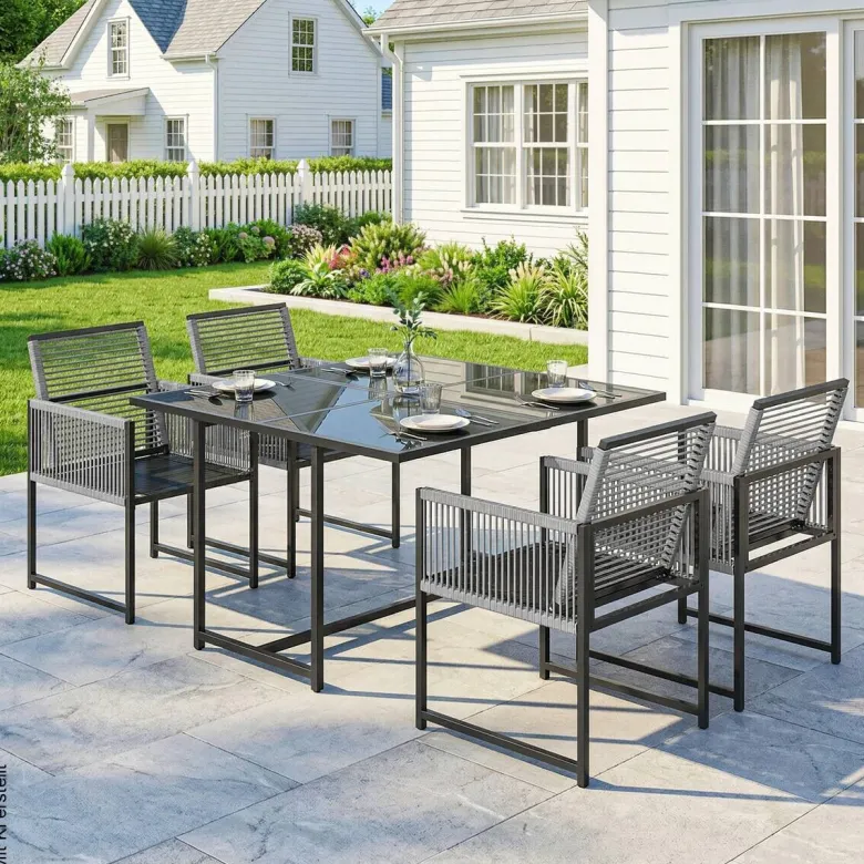 Outsunny Gartensitzgruppe hellgrau Glas B/H/L: ca. 120x72x120 cm