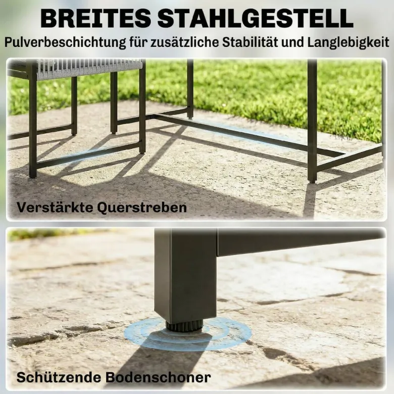 Outsunny Gartensitzgruppe hellgrau Glas B/H/L: ca. 120x72x120 cm