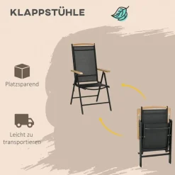 Outsunny Gartensitzgruppe schwarz Aluminium B/H/L: ca. 90x74x140 cm