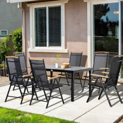 Outsunny Gartensitzgruppe schwarz Aluminium B/H/L: ca. 90x74x140 cm