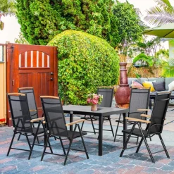 Outsunny Gartensitzgruppe schwarz Aluminium B/H/L: ca. 90x74x140 cm
