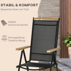 Outsunny Gartensitzgruppe schwarz Aluminium B/H/L: ca. 90x74x140 cm
