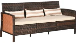 Outsunny Gartensofa braun Stahl B/H/L: ca. 68x78x173 cm