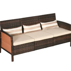 Outsunny Gartensofa braun Stahl B/H/L: ca. 68x78x173 cm