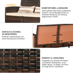 Outsunny Gartensofa braun Stahl B/H/L: ca. 68x78x173 cm