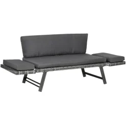 Outsunny Gartensofa grau Polyrattan B/H/L: ca. 63x129x67 cm