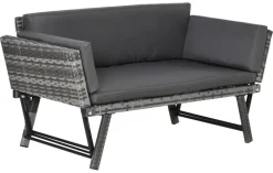 Outsunny Gartensofa grau Polyrattan B/H/L: ca. 63x129x67 cm