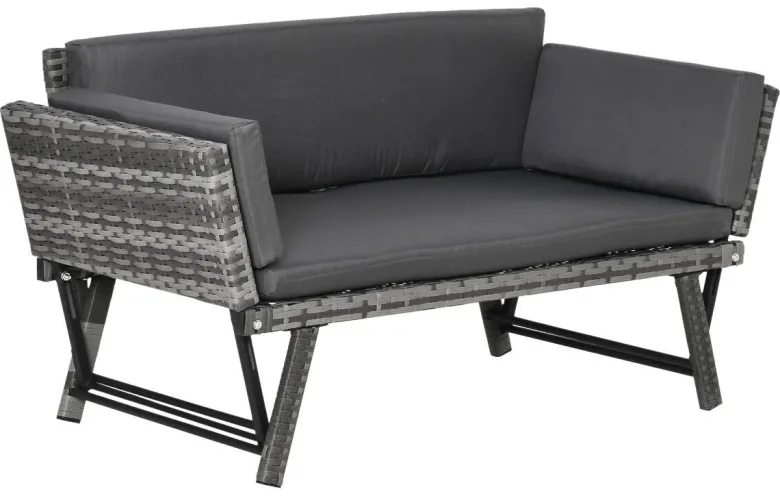 Outsunny Gartensofa grau Polyrattan B/H/L: ca. 63x129x67 cm