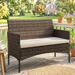 Outsunny Gartensofa khaki Rattan B/H/L: ca. 63x85x115 cm