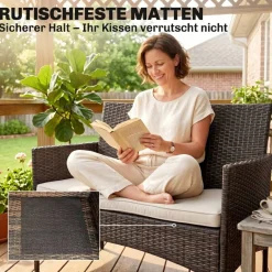 Outsunny Gartensofa khaki Rattan B/H/L: ca. 63x85x115 cm