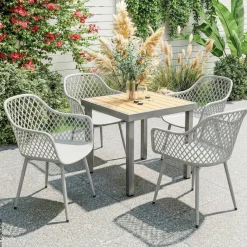Outsunny Gartenstuhl grau Kunststoff B/H/L: ca. 51x84x56 cm