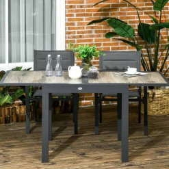 Outsunny Gartentisch beige Aluminium B/H/L: ca. 80x75x160 cm