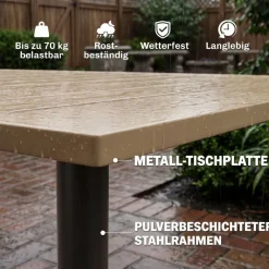 Outsunny Gartentisch braun Metall B/H/L: ca. 90x73x150 cm