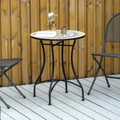 Outsunny Gartentisch bunt Keramik H/D: ca. 71x60 cm
