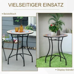Outsunny Gartentisch bunt Keramik H/D: ca. 71x60 cm