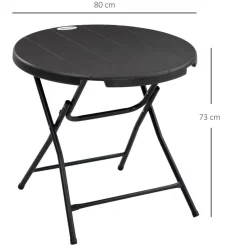 Outsunny Gartentisch dunkelgrau Polyethylen B/H/L: ca. 80x73x80 cm