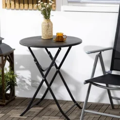 Outsunny Gartentisch dunkelgrau Stahl B/H/L: ca. 60x73x60 cm