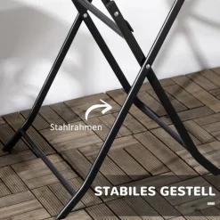 Outsunny Gartentisch dunkelgrau Stahl B/H/L: ca. 60x73x60 cm