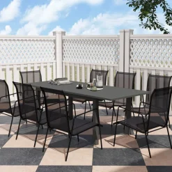 Outsunny Gartentisch grau Aluminium B/H/L: ca. 90x73x220 cm
