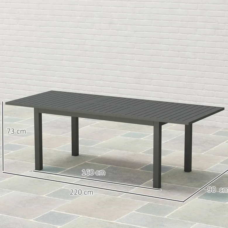 Outsunny Gartentisch grau Aluminium B/H/L: ca. 90x73x220 cm