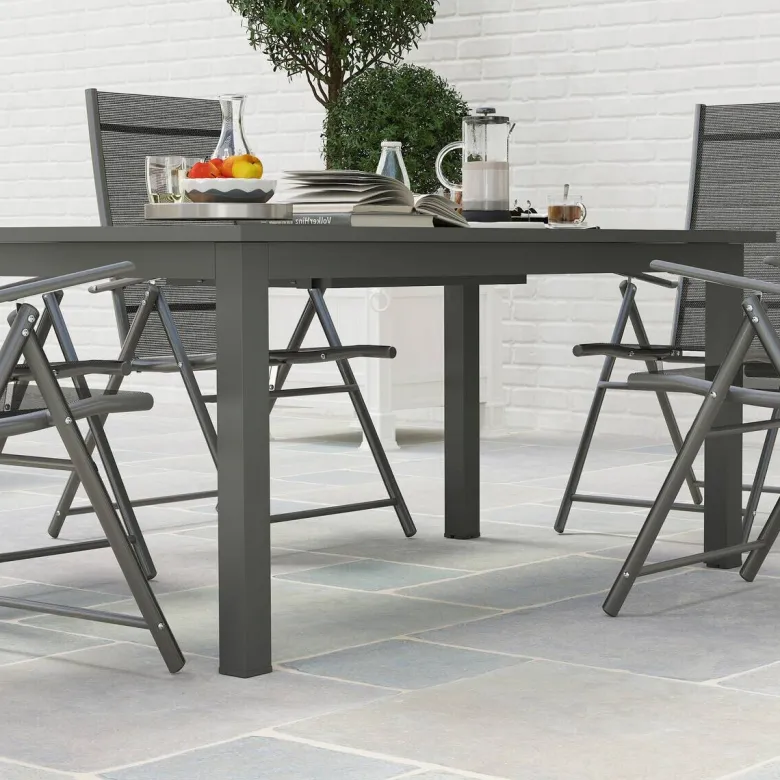 Outsunny Gartentisch grau Aluminium B/H/L: ca. 90x73x220 cm