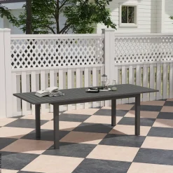 Outsunny Gartentisch grau Aluminium B/H/L: ca. 90x73x220 cm