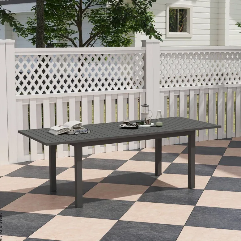 Outsunny Gartentisch grau Aluminium B/H/L: ca. 90x73x220 cm