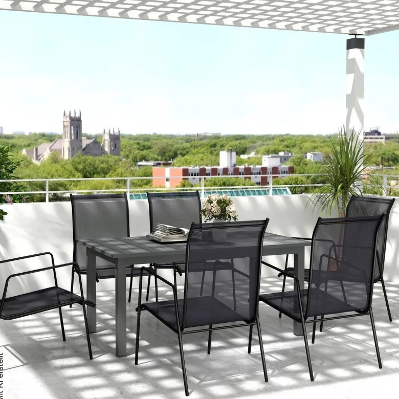 Outsunny Gartentisch grau Aluminium B/H/L: ca. 90x73x220 cm