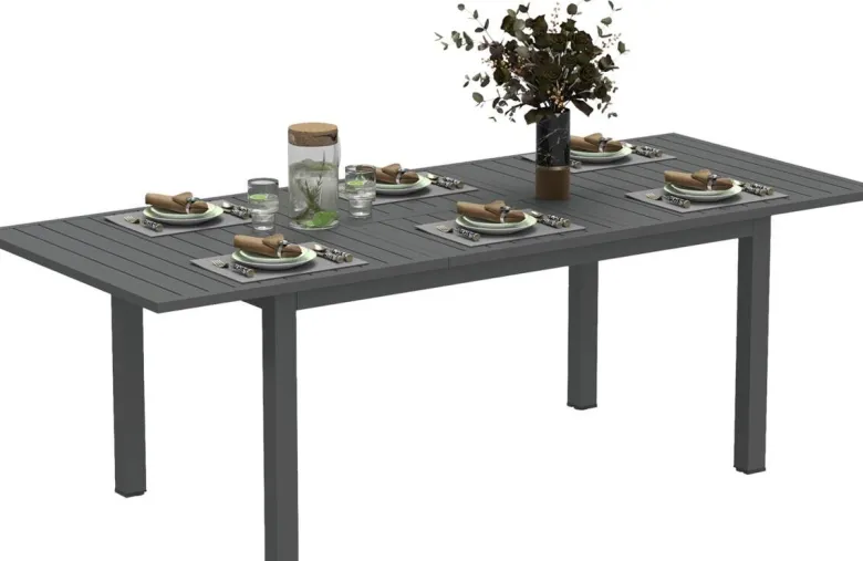 Outsunny Gartentisch grau Aluminium B/H/L: ca. 90x73x220 cm