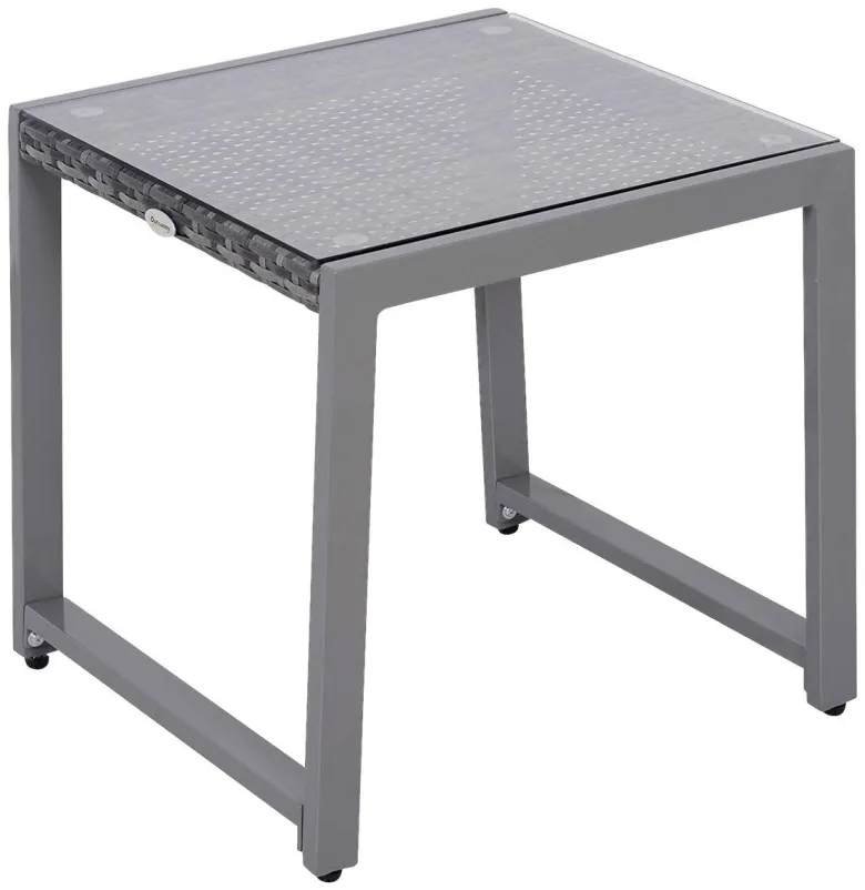 Outsunny Gartentisch grau Polyrattan B/H/L: ca. 49,5x50x50 cm