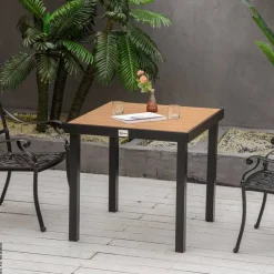 Outsunny Gartentisch natur Metall B/H/L: ca. 80x74x80 cm