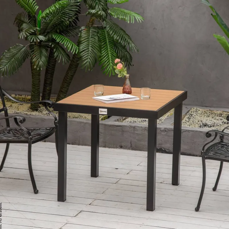 Outsunny Gartentisch natur Metall B/H/L: ca. 80x74x80 cm
