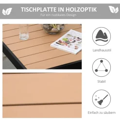 Outsunny Gartentisch natur Metall B/H/L: ca. 80x74x80 cm