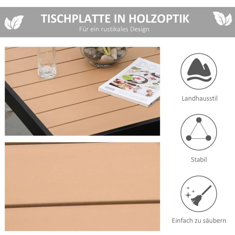 Outsunny Gartentisch natur Metall B/H/L: ca. 80x74x80 cm