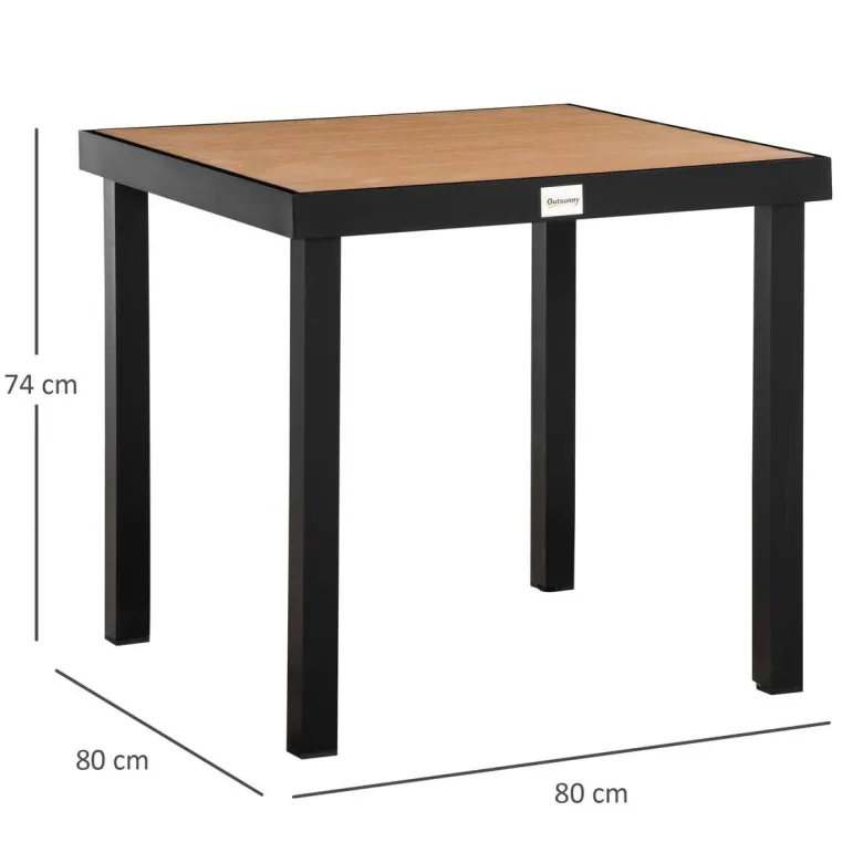 Outsunny Gartentisch natur Metall B/H/L: ca. 80x74x80 cm