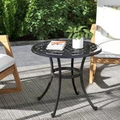 Outsunny Gartentisch schwarz Aluminium B/H/L: ca. 60x60x53 cm