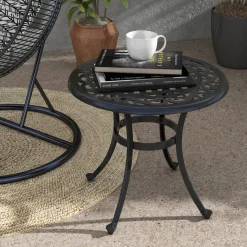 Outsunny Gartentisch schwarz Aluminium B/H/L: ca. 60x60x53 cm