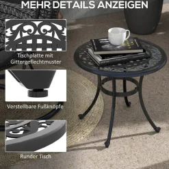 Outsunny Gartentisch schwarz Aluminium B/H/L: ca. 60x60x53 cm