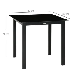 Outsunny Gartentisch schwarz Aluminium B/H/L: ca. 80x80x74 cm