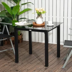 Outsunny Gartentisch schwarz Aluminium B/H/L: ca. 80x80x74 cm
