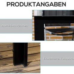 Outsunny Gartentisch schwarz Aluminium B/H/L: ca. 90x74x150 cm