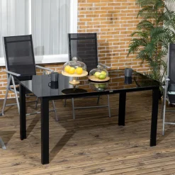Outsunny Gartentisch schwarz Aluminium B/H/L: ca. 90x74x150 cm