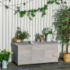 Outsunny Gartentruhe mit Stauraum grau Holz B/H/L: ca. 56x60x127 cm