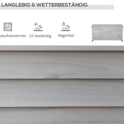 Outsunny Gartentruhe mit Stauraum grau Holz B/H/L: ca. 56x60x127 cm