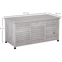 Outsunny Gartentruhe mit Stauraum grau Holz B/H/L: ca. 56x60x127 cm