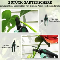 Outsunny Gartenwerkzeug Set grün Kunststoff B/H/L: ca. 6x2x21 cm