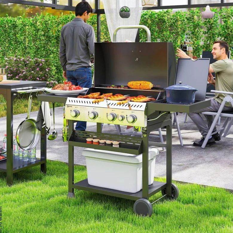 Outsunny Gasgrill Edelstahl B/H/L: ca. 55x103x135 cm