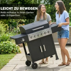 Outsunny Gasgrill Edelstahl B/H/L: ca. 51x101x135 cm